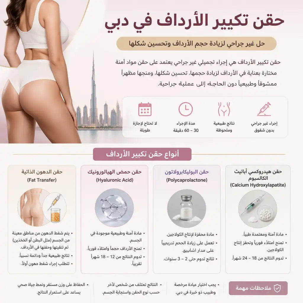 تكبير الورك غير الجراحي في دبي أنواعه، فوائده، ونتائجه طويلة الأمد