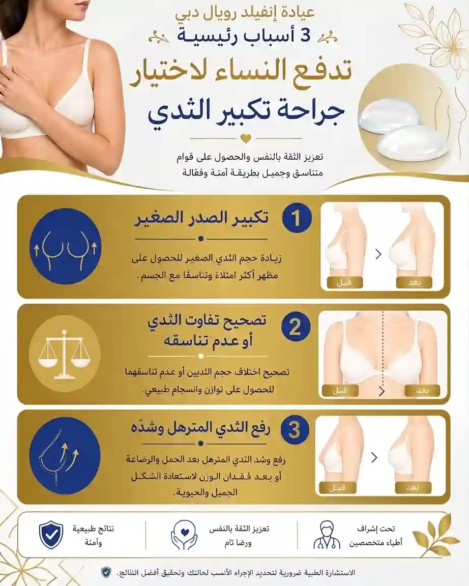 ثلاثة أسباب رئيسية تدفع المرأة إلى جراحة تكبير الثدي