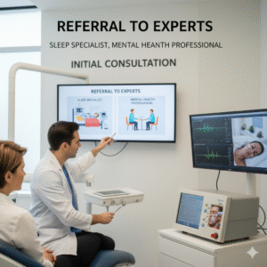  by a dentist that your teeth grinding is associated with other health ailments, then you will probably be referred to: Sleep Specialist– to address sleep-associated conditions, such as sleep apnea. Mental Health Professional- to equip you with effective measures for handling stress, anxiety, and other psychological concerns.