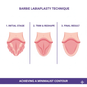 Barbie labiaplasty procedure stages Dubai