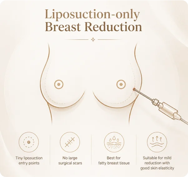 Liposuction only Breast reduction
